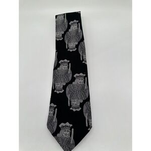 Forte Mens Black King Playing Card Tie 100% Polyester